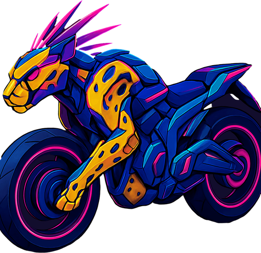 cyberpunk American anime koraidon Miraidon-esque motorcycle animal futuristic cheetah-meets-motorcycle