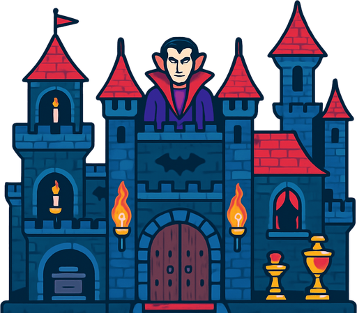 vampire castle rpg. 2d. no shadows.