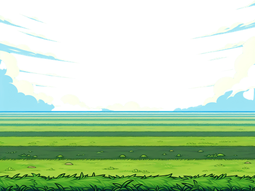 голубое небо, горизонт и зеленое поле.
Single Game Texture. In-Game asset. 2d. Blank background. High contrast. No shadows.