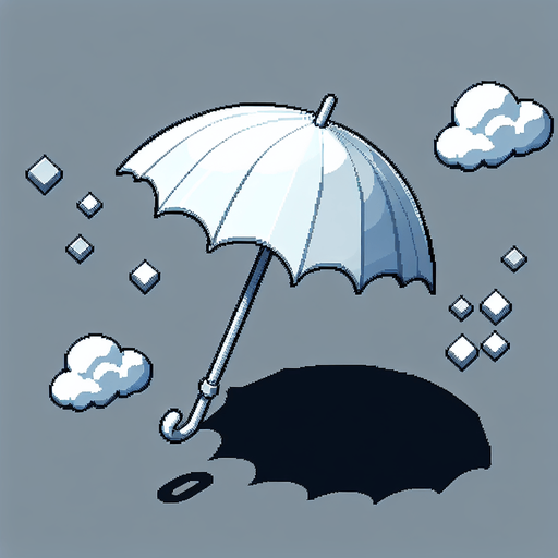 white umbrella.
Single Game Texture. In-Game asset. 2d. Blank background. High contrast. No shadows.