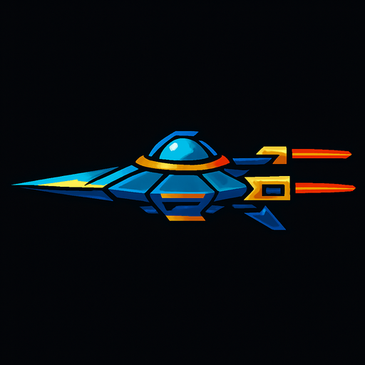 horizontal sharp ufo battle plane.
In-Game asset.  2d.  High contrast.  No shadows