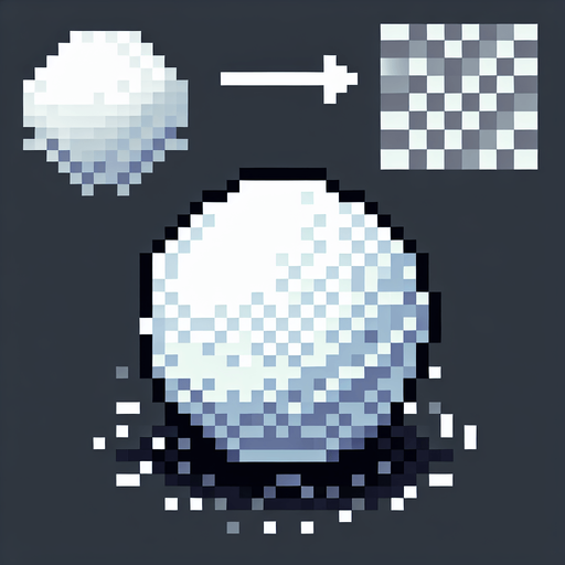 snowball. Single Game Texture. In-Game asset. 2d. Blank background. High contrast. No shadows. pixelated. 8 bit