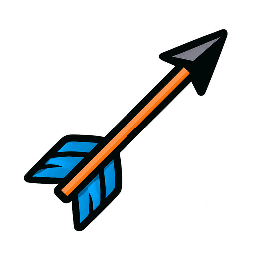 single arrow image.
In-Game asset.  2d.  High contrast.  No shadows
