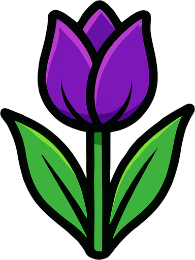 Purple tulip.
In-Game asset.  2d.  High contrast.  No shadows