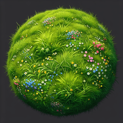 make the image of a grass side with flowers.
Single Game Texture.  2d.  Blank background.  No shadows