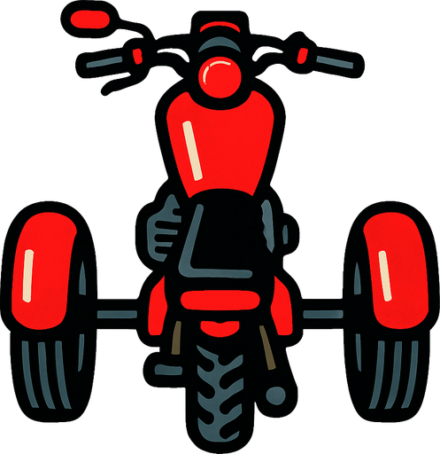 kuş bakışı açısından 3 tekerlekli kırmızı siyah motor.
In-Game asset.  2d.  High contrast.  No shadows