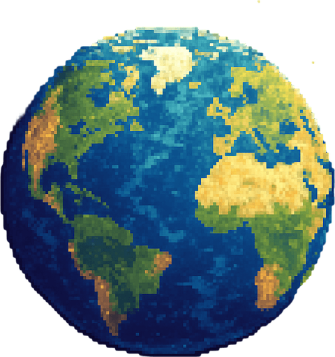 Planet Earth of the universe in Pixel Art style