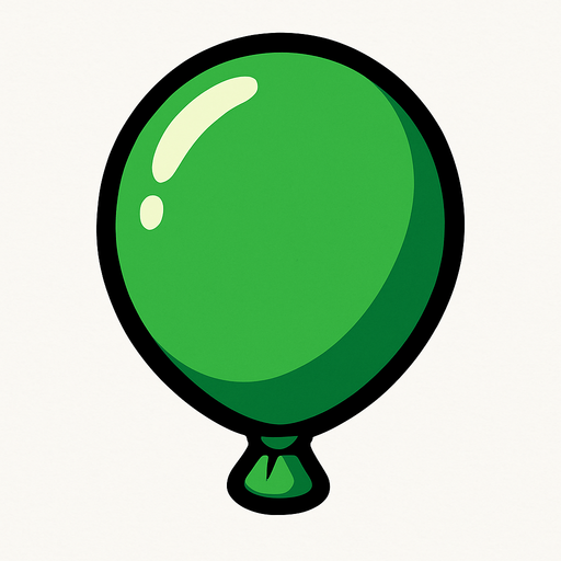 A green balloon without the string..
In-Game asset.  2d.  High contrast.  No shadows
