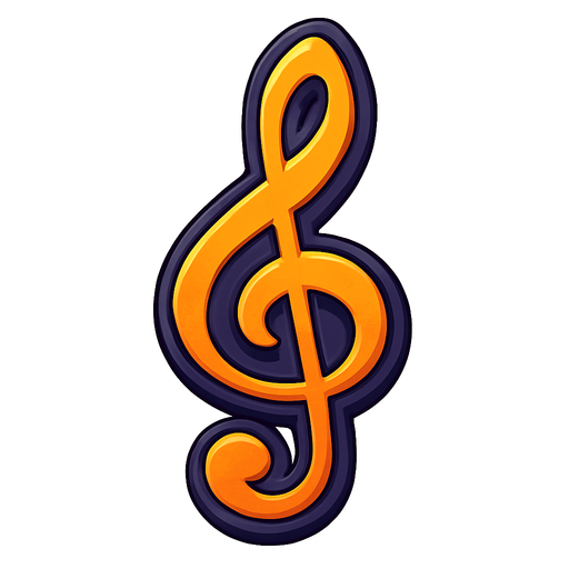 Clave de sol.
In-Game asset.  2d.  High contrast.  No shadows