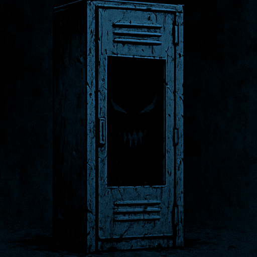 Make a scary dark locker that is blue and make it like it was in a abandoned school.
In-Game asset.  2d.  High contrast.  No shadows