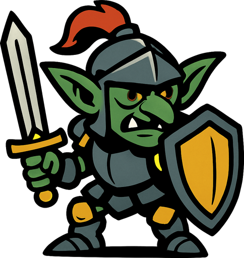 şövalye goblin.
In-Game asset.  2d.  High contrast.  No shadows