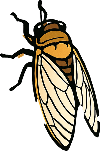 gambar 2d anime cicada hinggap di batang besar lebar pohon.
In-Game asset.  2d.  High contrast.  No shadows