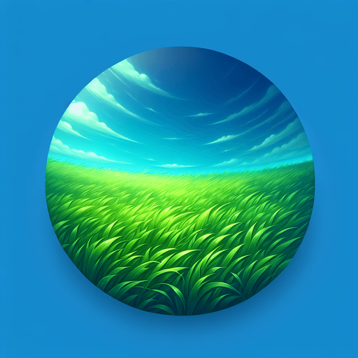 beautiful green field with a lot of grass and a bit of sky on top.
Single Game Texture. In-Game asset. 2d. Blank background. High contrast. No shadows.
