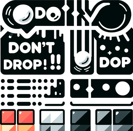Speech bubble 💬, "don't drop!"
Single Game Texture. In-Game asset. 2d. Blank background. High contrast. No shadows.
