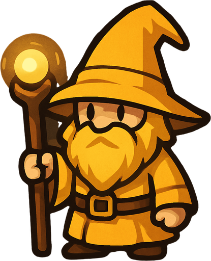 2d in game asset light (yellow) wizard.