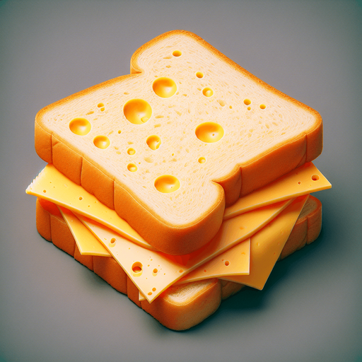 a cheese sandwich, viewed from above.
Single Game Texture. In-Game asset. 2d. Blank background. High contrast. No shadows.