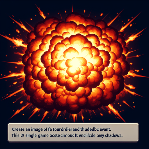 oval fire and thunder explosive event.
Single Game Texture.  In-Game asset.  2d.  Blank background.  High contrast.  No shadows