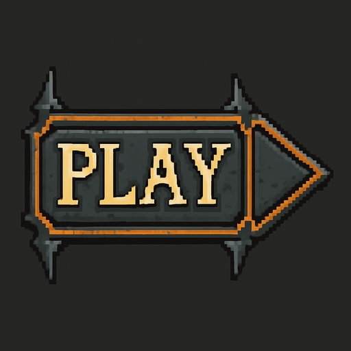 Play button Dark souls style 2d pixel art.
In-Game asset.  2d.  High contrast.  No shadows