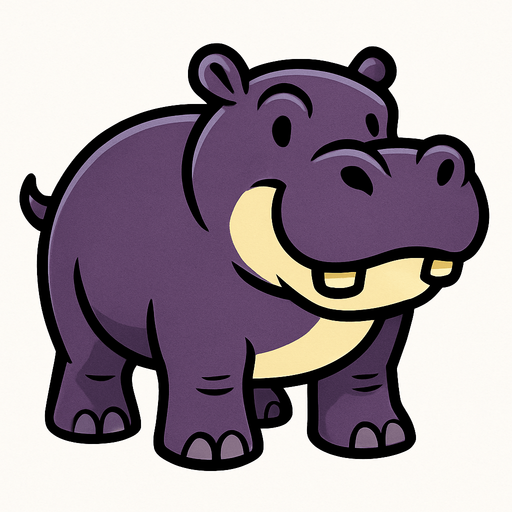 make a hippopotamus.
In-Game asset.  High contrast.  No shadows
