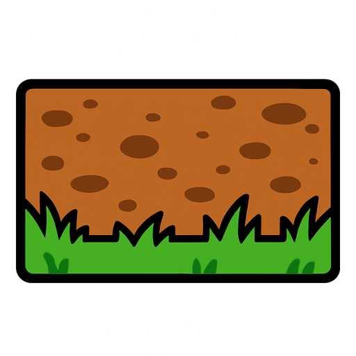 a rectangle with a ground color and form.
In-Game asset.  2d.  High contrast.  No shadows