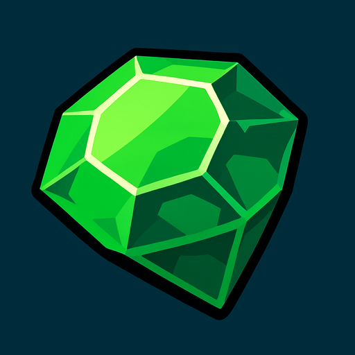 emerald.
In-Game asset.  2d.  High contrast.  No shadows