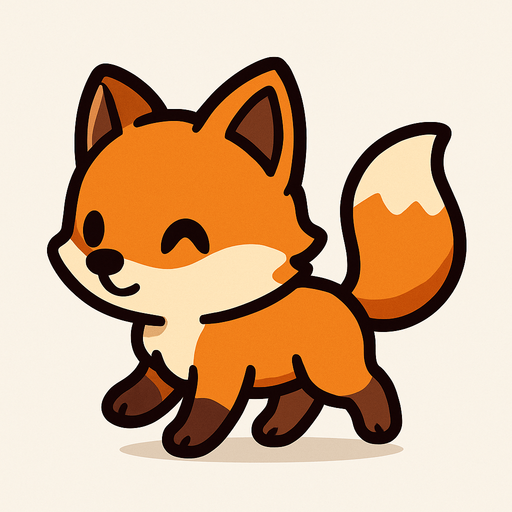 Cute, tiny, sweet, fox, walking.
In-Game asset.  2d.  High contrast.  No shadows