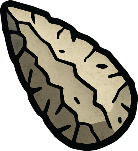 Taş devri cephane mermisi.
In-Game asset.  2d.  High contrast.  No shadows