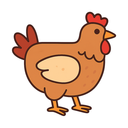 chicken. No background. Transparent background. Blank background. No shadows. 2d. In-Game asset. flat