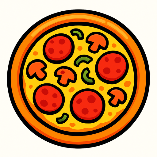 pizza.
In-Game asset.  2d.  High contrast.  No shadows