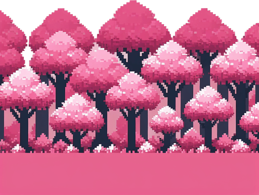 pink forest template background pixels 2d  düz zemin.
Single Game Texture.  In-Game asset.  2d.  Blank background.  High contrast.  No shadows. bacground pink templete and trees