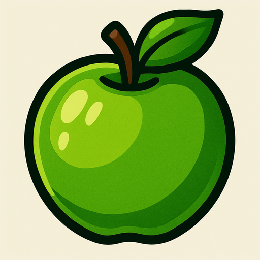 Green apple.
In-Game asset.  2d.  High contrast.  No shadows