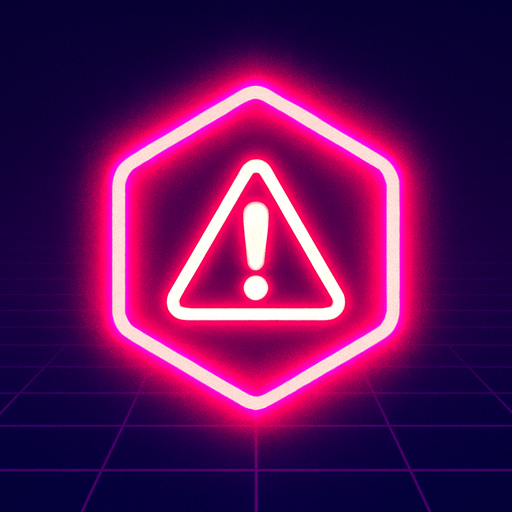 - Shape: a glowing neon **circle or hexagon**
- Color: bright **red or magenta**
- Inner symbol: a small white or yellow **skull**, **explosion**, or **⚠️ warning icon** in the center
- Glow: apply a soft outer glow that pulses slightly
- Visual style: match the **synthwave aesthetic** (think neon, arcade, retro-futuristic)
- Size: same as the existing note blocks
- Animation: gently pulsate or shimmer while falling.
In-Game asset.  2d.  High contrast.  No shadows