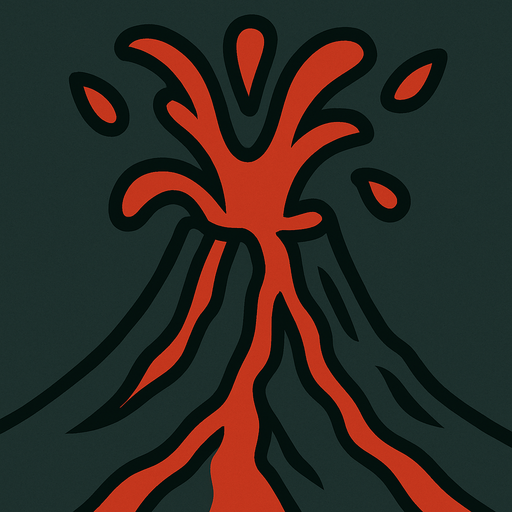 A volcano with lava
