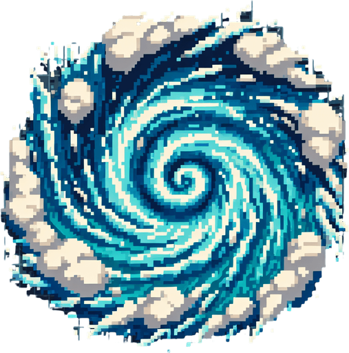 water whirlwind. bird-eye view. pixelated. 8 bit.
Single Game Texture. In-Game asset. 2d. Blank background. High contrast. No shadows.