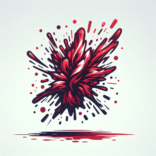 exploiding blood.
Single Game Texture. In-Game asset. 2d. Blank background. High contrast. No shadows.