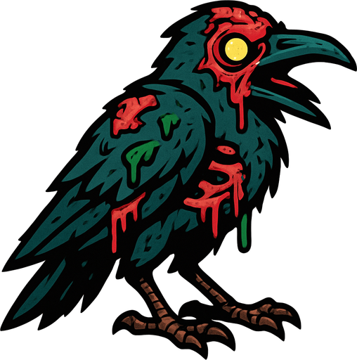 Zombie crow.
In-Game asset.  2d.  High contrast.  No shadows