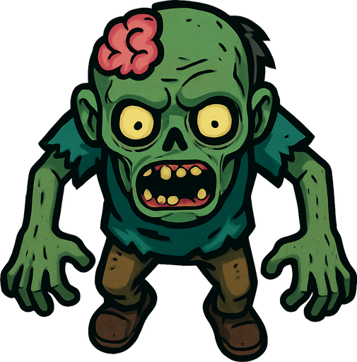 Üstten görünümlü zombi.
In-Game asset.  2d.  High contrast.  No shadows