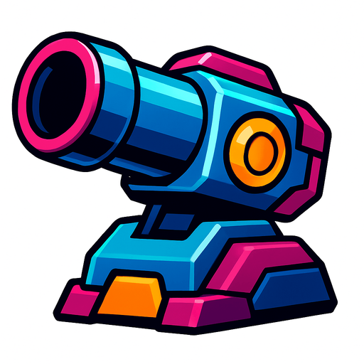 space shooter cannon.
In-Game asset.  2d.  High contrast.  No shadows