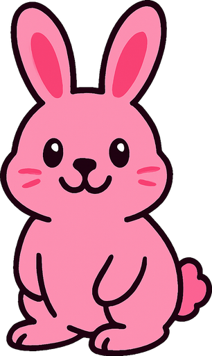 sevimli pembe tavşan.
High contrast.  No shadows