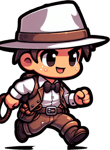 chibi indiana jones treasure hunter run
Single Game Texture.  In-Game asset.  2d.  Blank background.  High contrast.  No shadows