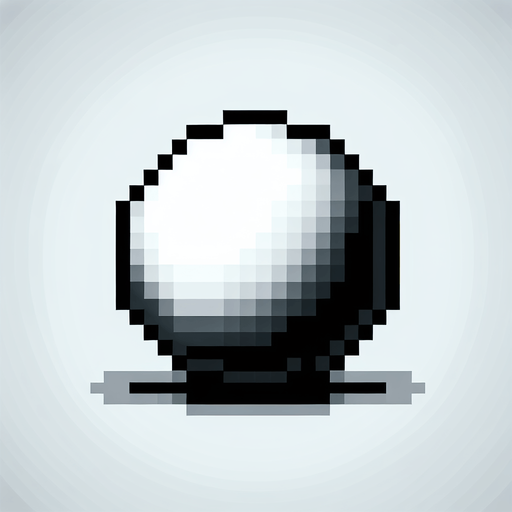 8 bit ball. black and white. Single Game Texture. In-Game asset. 2d. Blank background. High contrast. No shadows.