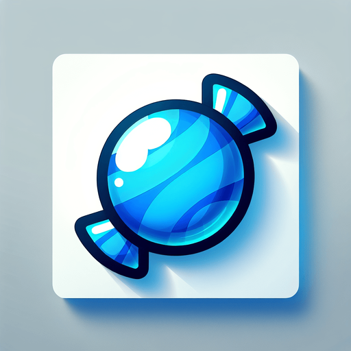 Vibrant blue circle cartoon candy.
Game asset. 2d. Blank background. High contrast. No shadows.