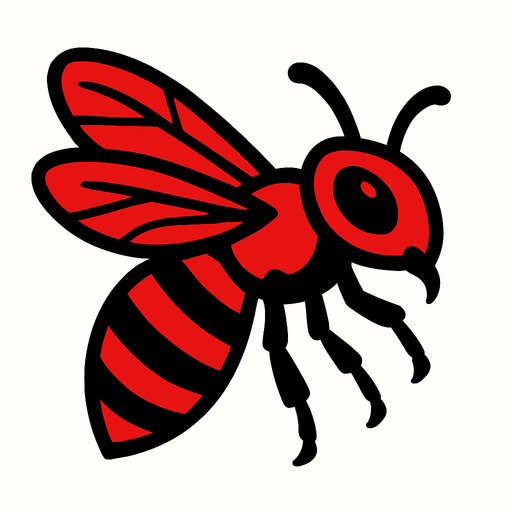 Abeille rouge.
In-Game asset.  2d.  High contrast.  No shadows