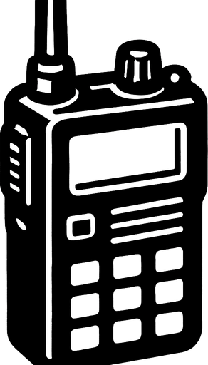 black walkie talkie.
In-Game asset.  2d.  High contrast.  No shadows