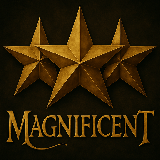 Write "MAGNIFICENT" bottom of the stars with LOTR style