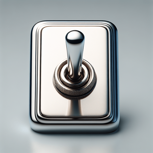 Chrome Toggle switch with thin arm, front view.