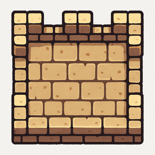 Top-down view of a single cartoon-style castle wall tile, seen from above, 2D game style, flat lighting, seamless edges, stone texture, bright colors, square shape, repeatable sprite, pixel-art or hand-drawn style..
In-Game asset.  2d.  High contrast.  No shadows