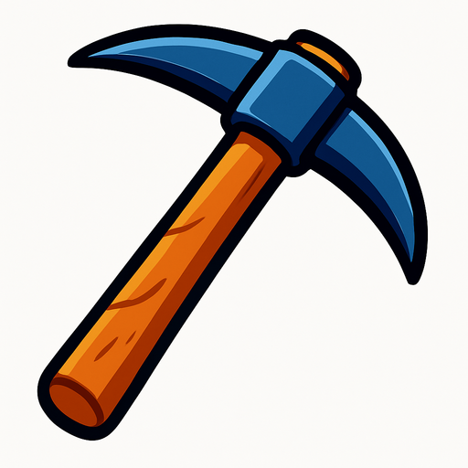 Cartoonish mining pick.
In-Game asset.  2d.  High contrast.  No shadows