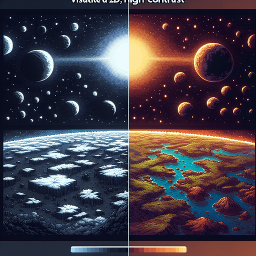 Outterspace above, terra firma below.
Single Game Texture. In-Game asset. 2d. Blank background. High contrast. No shadows.