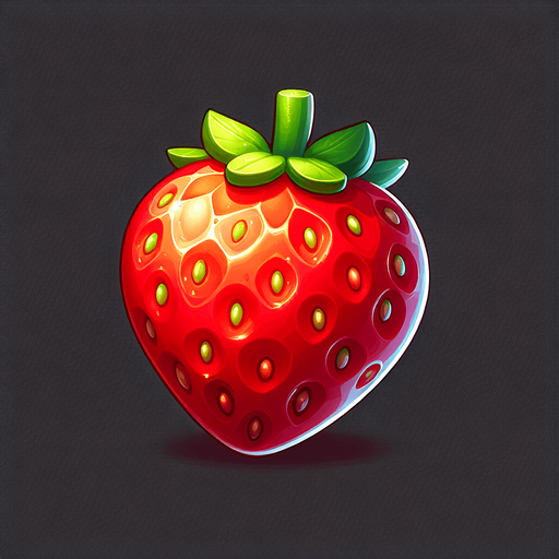 strawberry fruit.
Single Game Texture.  In-Game asset.  2d.  Blank background.  High contrast.  No shadows